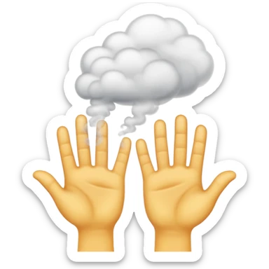 cartoon hands popping out of misty smoke sticker