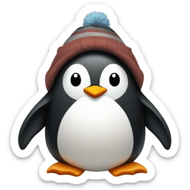 penguin with a hat and a hoodie sticker
