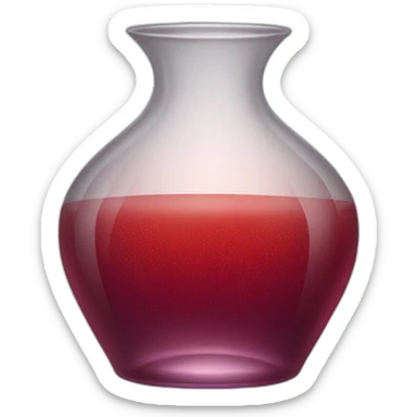 A translucent vase of glass that containing a reddish beverage inside sticker
