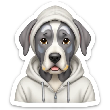 gray Great Dane wearing white hoodie sticker