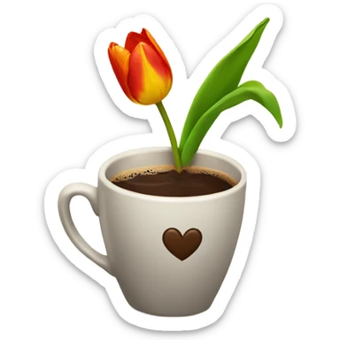 coffee with a tulip late art sticker