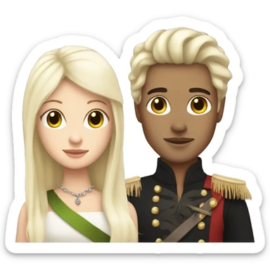white skin prince with dark straight hair with a white blonde prince  sticker