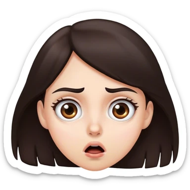 shocked girl with dark brown hair and eyes white girl sticker