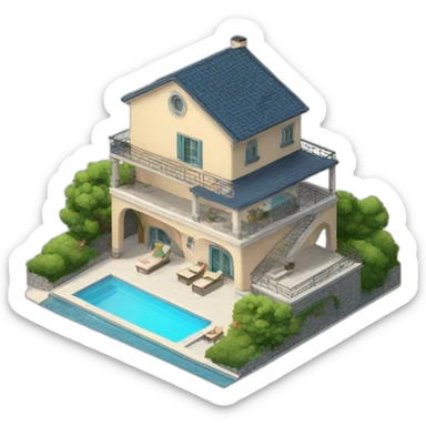 Villa with swimming pool sticker