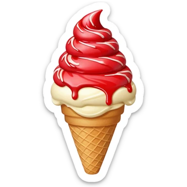 vanilla ice cream cone with strawberry sauces sticker