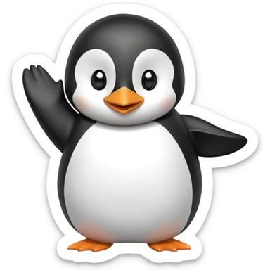 happy penguin waving with both flippers sticker