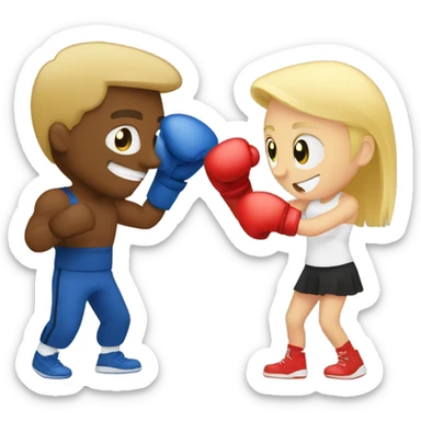A man and a blond girl boxing sticker