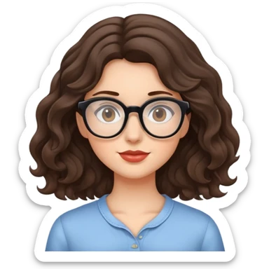 Brunette girl with wavy hair and glasses sticker