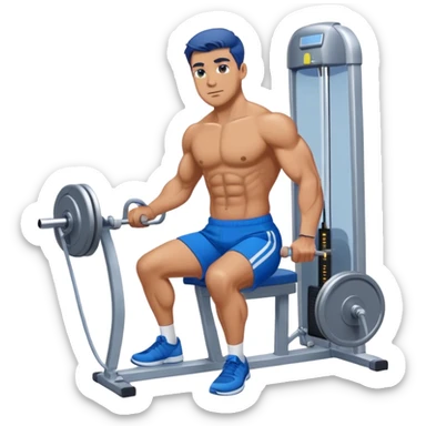 standing fit man with blue shorts cable-machine exercise sticker