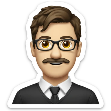 nerd teen  brown hair and moustache hacker computer , monobrow  sticker