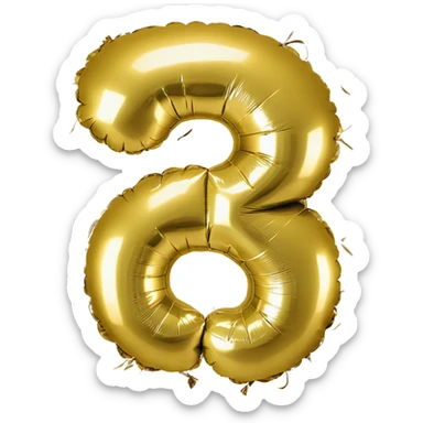 “28” in gold balloons sticker
