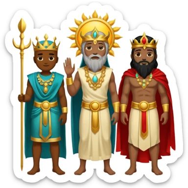 divine synergy between earth God, sun God, sea God and Death God sticker