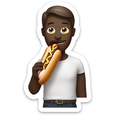 Chocolate ice cream eating hot dog sticker