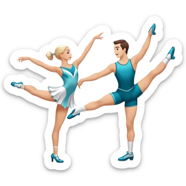 Icon for Sports Dance: a white men and women in competitive attire performing a synchronized dance with acrobatic moves, dance shoes, a rhythmic floor, and a competition backdrop. The icon should capture athleticism, technique, and acrobatic precision. Transparent background. sticker