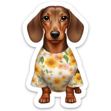 Dachshund whith flowers dress sticker