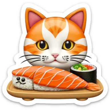 A cute cat made of sushi  sticker