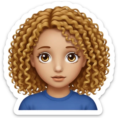 A girl with brown curly hair and blonde edges side parted with hazel central heterochromia eyes and a nose ring sticker