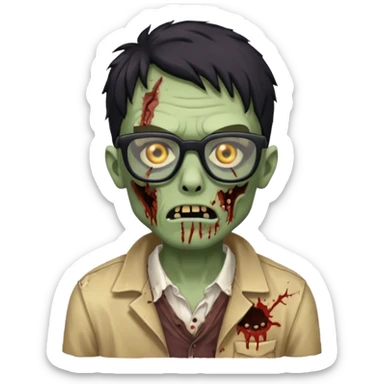 zombie wtih black glasses  sticker