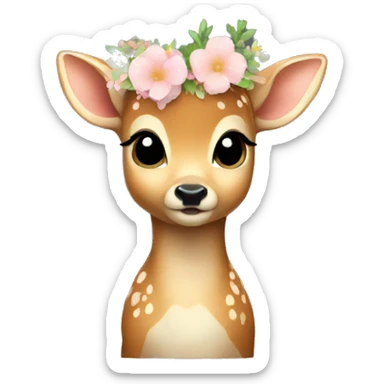 Baby deer with flower crown sticker
