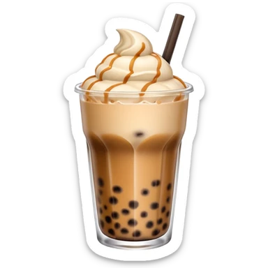 boba milk tea with ice cream sticker