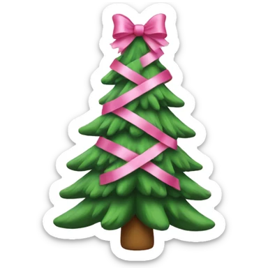 Christmas tree with a pink bow on top sticker