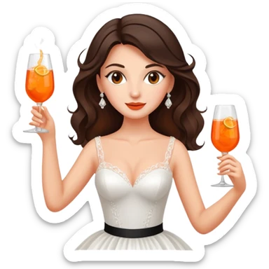 Brunette bride dancing with aperol spritz sticker