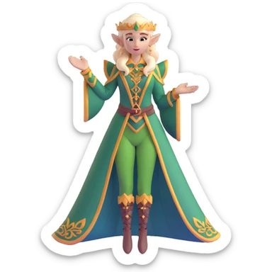 graceful female elf with ornate clothing, beautiful features, elegant pose sticker