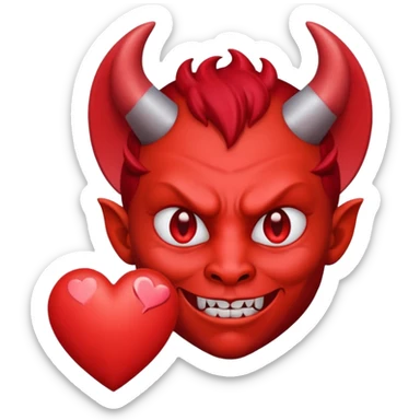 Diablito con corazones sticker