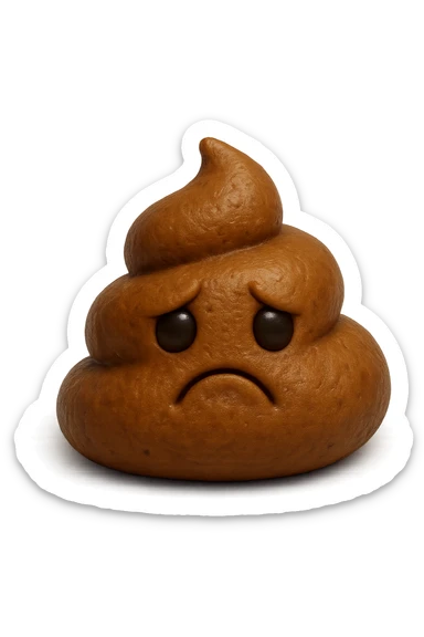 EMOJI STILE IPHONE 3D DI UNA MONTAGNETTA DI FECI A PALLINE CON ESPRESSIONE TRISTE, IPERREALISTICO 4K sticker