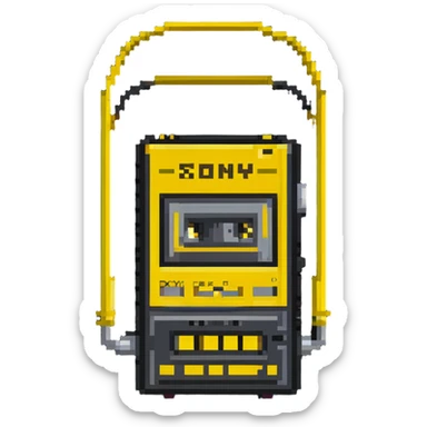 Yellow Sony Walkman cassette player from the 1980s sticker