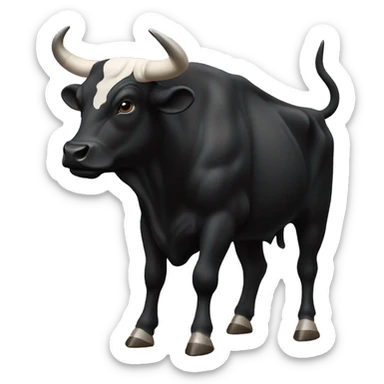 a black bull raising fore limbs sticker