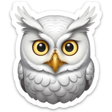 white olw half body, 45 degree rotate head, questionning sticker