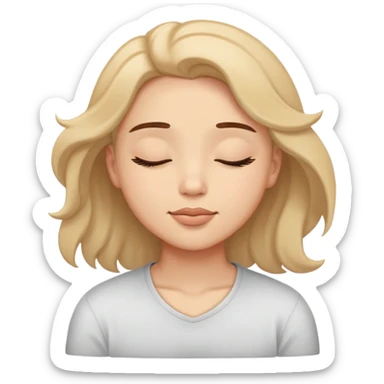 person relaxing with eyes closed enjoying a pleasurable breeze on their face sticker