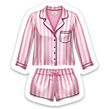 Striped pink and white silk Victoria’s Secret pajama set sticker