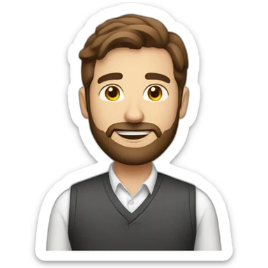 entrepreneurial character with brown hair and beard sticker