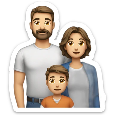 Familia padre calvo con barba, madre morena, hijo moreno con barba e hija rubia sticker