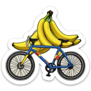 road bike and bananas in the style of roy lichtenstein sticker