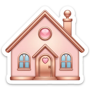 Home | vector icon of a feminine home icon in rose gold and blush pink, flat minimal design, soft glow, white background sticker