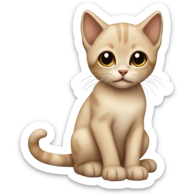 small beige color kitten with a dark brown face sitting on its side  sticker