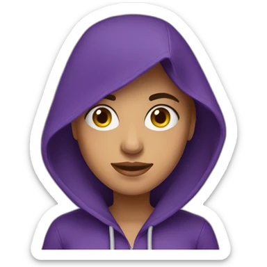 Armenian woman with purple hoodie and lost money sticker
