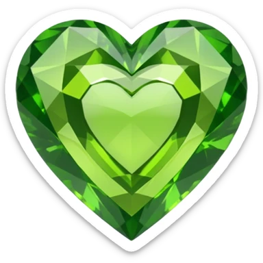 green heart looking ios but like a gemstone with sharp outlines and shiny the color is more like lime sticker