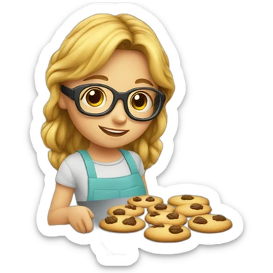Small girl glasses baking cookies sticker