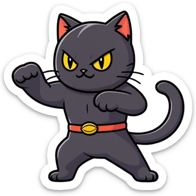 The black cat was fighting. sticker