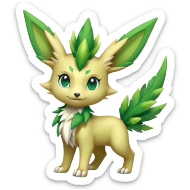 Kawaii cute cool feral Sprigatito-Leafeon-Sceptile-Fakémon-hybrid (full body) sticker