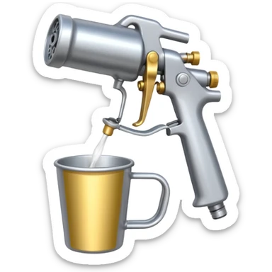 spray gun with cup attached sticker