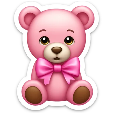 pink teddy bear with pink bow sticker
