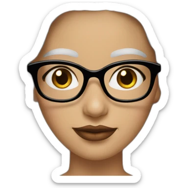 Una mujer de 36 años, piel clara, lentes de color blancos, cabello negro ondulado largo, ojos negros, color de labios rosado sticker
