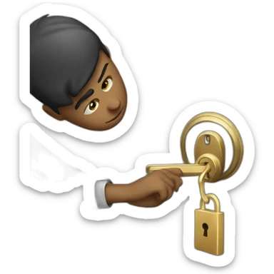 Classy young man struggling to get a key into a lock sticker