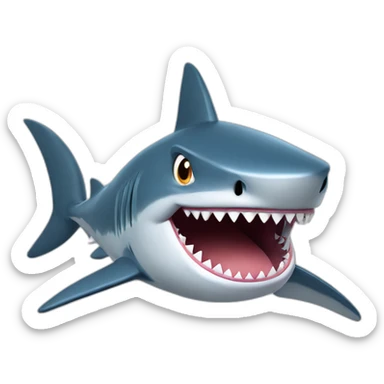 cartoon shark standing with a camo cap on its head sticker