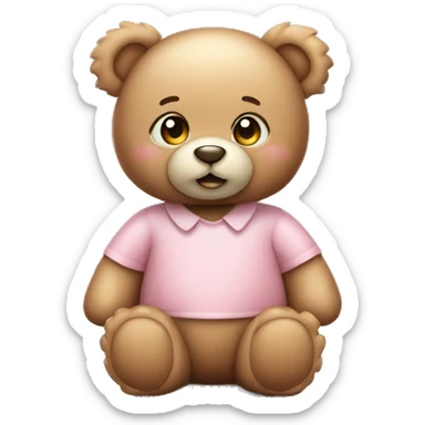 Cute female Teddy Bear Emoji with blush, kids teddy bear, 3d sticker